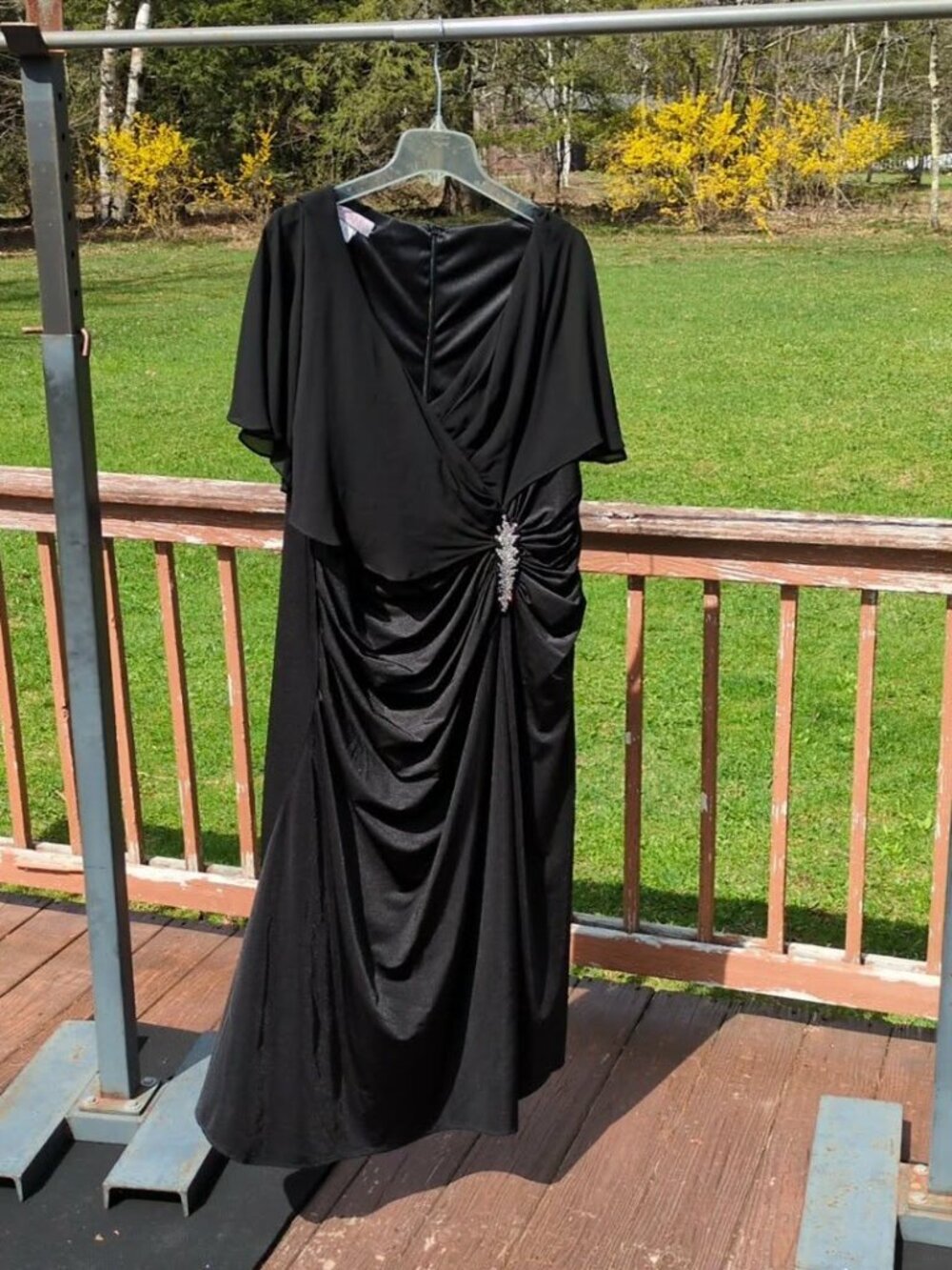 Vintage Jovani Evening Gown Sz 24 Black Elegant Designer Formal Wedding Crystals